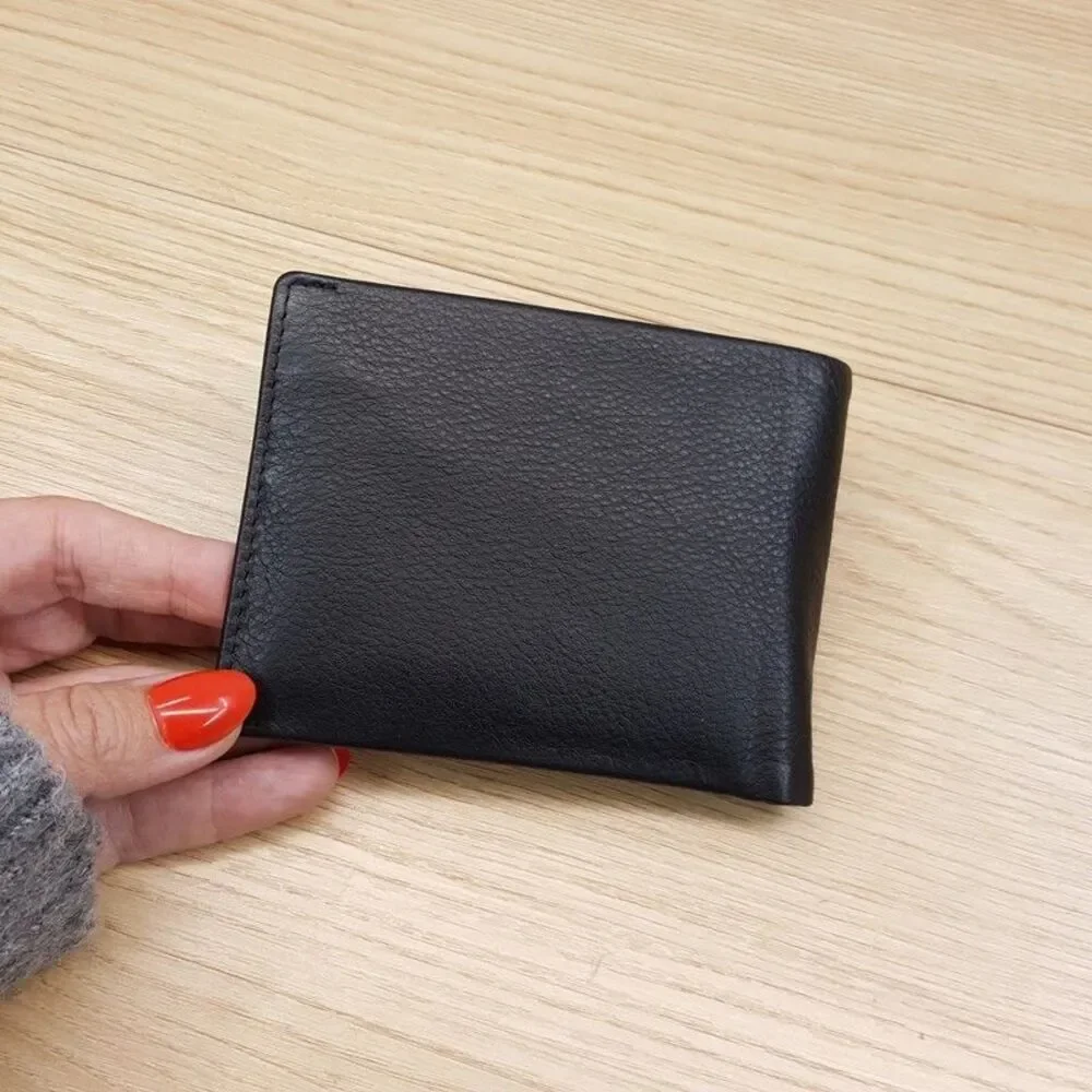 CALVIN KLEIN Mens Wallet Black Pebbled Leather Slimfold Removable Front Pocket